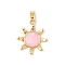 Brass Micro Pave Cubic Zirconia Pendants, Cadmium Free & Nickel Free & Lead Free, Sun Charms, Pearl Pink, 21x18x2mm, Hole: 5x2.5mm
