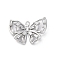 Brass Rhinestone Pendants, Cadmium Free & Nickel Free & Lead Free, Hollow Butterfly Charms, Real Platinum Plated, 15x21x4mm, Hole: 1.2mm