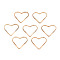 Brass Linking Rings, Cadmium Free & Nickel Free & Lead Free, Textured, Heart, Real 18K Gold Plated, 13x14.5x1mm