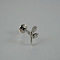 G23 Titanium Alloy Pave Clear Cubic Zirconia Labrets, Leaf, Stainless Steel Color, 8mm, Pin: 1.2mm