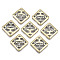 Alloy Cabochons, with Rhinestone, Rhombus, Antique Golden, 24x24x3.5mm, Side Length: 18mm, Diagonal Length: 24mm
