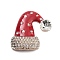 Christmas Alloy Rhinestone Cabochons, with Enamel, Golden, Hat, 37.5x34x7mm