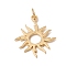 Brass Solar Eclipse Pendants, with Jump Rings, Long-Lasting Plated, Sun, Golden, 21x18x1mm, Jump Ring: 5x0.7mm, Inner Diameter: 3.6mm