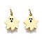 316 Surgical Stainless Steel Enamel Charms, with Jump Rings, for Halloween, Ghost, Black, Real 14K Gold Plated, 10x8x1mm, Jump Ring: 3.8x0.6mm, 2.6mm inner diameter