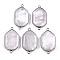 Natural Rose Quartz Links Connectors, with Platinum Tone Brass Findings, Faceted Polygon, 40.5x23x6mm, Hole: 2mm