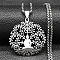 201 Stainless Steel Buddha Yoga Tree of Life Pendant Necklaces, Stainless Steel Color, 23.46 inch(59.6cm)
