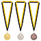 FINGERINSPIRE 3Pcs Award Medals with Premium Ribbon Alloy Award with Stripe Pattern Lanyard Golden Platinum Red Copper Flat Round Medals for Competitions Sports Award
