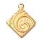 Ion Plating(IP) 304 Stainless Steel Pendants, Rhombus with Vortex Charm, Real 18K Gold Plated, 24x20.5x2mm, Hole: 2mm