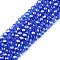 Electroplate Glass Beads Strands, AB Color Plated, Faceted, Rondelle, Blue, 2.9~3.3x2mm, Hole: 0.8mm, about 144~150pcs/strand, 35~37cm