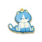 Printed Alloy Pendants, Cat Charm, Light Gold, Light Sky Blue, 20x20x2mm, Hole: 2mm