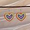 Pride Rainbow Flag Resin Heart Dangle Earrings, Colorful, 54x33mm