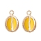 2Pcs Brass Enamel Charms, Imitation Fruit, Light Gold, Durian Charm, Gold, 14x9x6mm, Hole: 1.2mm