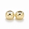 Rack Plating Brass Beads, Silicone inside, Cadmium Free & Lead Free, Rondelle, Long-Lasting Plated, Real 14K Gold Plated, 6x4.5mm, Hole: 1.2mm