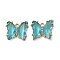 Brass with Glass Pendants, Cadmium Free & Nickel Free & Lead Free, Butterfly, Dark Turquoise, 10x12x4mm, Hole: 1.2mm