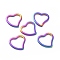 304 Stainless Steel Linking Rings, Heart, Rainbow Color, 14.5x15x1.5mm, Hole: 12x10mm