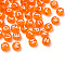 Transparent Dark Orange Acrylic Beads, Horizontal Hole, Mixed Letters, Flat Round with White Letter, 7x4mm, Hole: 1.5mm, 100pcs/Bag
