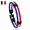 Flag Color Imitation Leather Triple Line Cord Bracelet with Alloy Clasp, France Theme Jewelry for Men Women, Blue, 8-1/4 inch(21cm)