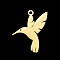 201 Stainless Steel Pendants, Laser Cut, Hummingbird, Golden, 22x18.5x1mm, Hole: 1.5mm