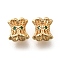 Brass Micro Pave Green Cubic Zirconia Beads, Cadmium Free & Nickel Free & Lead Free, Flower, Real 18K Gold Plated, 6x6.5mm, Hole: 1.2mm