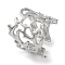 304 Stainless Steel Cuff Bangles for Women, Hollow, Stainless Steel Color, 7/8 inch(2.2cm), Inner Diameter: 3/4 inch(1.8cm)