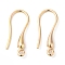 Brass Earring Hooks, Cadmium Free & Nickel Free & Lead Free, Ear Wire, with Loops, Real 18K Gold Plated, 20.5x2.5mm, Hole: 1.2mm, 20 Gauge, Pin: 0.8mm