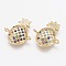 Brass Micro Pave Cubic Zirconia Links, Pineapple, Golden, 17x15.5x3.5mm, Hole: 1mm