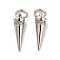 Rack Plating Brass Micro Pave Cubic Zirconia Charms, Long-Lasting Plated, Cadmium Free & Lead Free, with Jump Ring, Cone/Spike Charm, Platinum, 15x4mm, Hole: 3.5mm