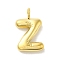 Ion Plating(IP) 304 Stainless Steel Pendants, Real 14K Gold Plated, Balloon Letter Charms, Puff Initial Charms, Letter Z, 24x14.5x5mm, Hole: 4mm