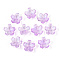 Baking Painted Transparent Glass Bead Caps, 5-Petal Flower, with Glitter Powder, Plum, 12~12.5x4.5~5mm, Hole: 1.2~1.4mm, about 1750pcs/1000g