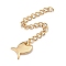 304 Stainless Steel Chain Extender, Curb Chain, with 202 Stainless Steel Charms, Fish, Golden, 63mm, Link: 3.7x3x0.5mm, Fish: 10x8.5x1mm