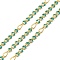 Handmade Brass Enamel Oval Link Chains, wiht Spool, Long-Lasting Plated, Soldered, Lead Free & Cadmium Free, Real 18K Gold Plated, Light Sea Green, 4.5~6x2.5~3x0.5~0.6mm