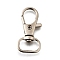 Alloy Swivel Clasps, with Lobster Claw Clasps, Platinum, 36x17.5x6mm