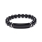 Natural Obsidian Beaded Stretch Bracelet, Gemstone Jewelry for Men Women, Rectangle Bar Charm Bracelets, Inner Diameter: 2-1/8 inch(5.3cm)