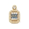 Rack Plating Brass Micro Pave Cubic Zirconia Pendants, Long-Lasting Plated, Lead Free & Cadmium Free, Real 18K Gold Plated, Rectangle, Slate Blue, 19x11.5x5mm, Hole: 2.3mm