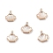 Natural Freshwater Shell Crown Charms, with Brass Crystal Rhinestone Findings, Light Gold, 13x12x3mm, Hole: 1.2mm