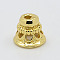 Real 18K Gold Plated Brass Bead Cones, 7x8mm, Hole: 2mm