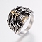 304 Stainless Steel Finger Rings, Skull with Flower, Antique Silver & Antique Golden, 18~22mm