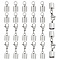 20Pcs 2 Style Stainless Steel Lobster Claw Clasps, with Jump Rings & Double 304 Stainless Steel Cord Ends, Stainless Steel Color, 12~22mm, 10Pcs/style