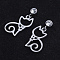 201 Stainless Steel Kitten Dangle Stud Earrings, with Clear Cubic Zirconia, Hollow Cat, Stainless Steel Color, 22.5mm, Pin: 0.8mm