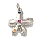Rack Plating Brass Micro Pave Cubic Zirconia Pendant, with Jump Ring, Lead Free & Cadmium Free, Long-Lasting Plated, Star, Platinum, 19x17.5x4mm