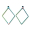 304 Stainless Steel Open Back Bezel Rhombus Pendants, For DIY UV Resin, Epoxy Resin, Pressed Flower Jewelry, Rainbow Color, 39x26x3mm, Hole: 2.2mm, Inner Diameter: 32x23.5mm