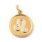 304 Stainless Steel Enamel Charms, with Jump Ring, Flat Round with Twelve Constellations Charm, Leo, 14x12x1.8mm, Hole: 3.5mm