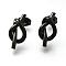 Ion Plating(IP) 304 Stainless Steel Knot Stud Earrings, Black, 17x9mm