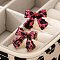 Bowknot with Leopard Print Alloy Stud Earrings, Golden, 18x22mm