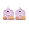Halloween Opaque Resin Pendants, Tombstone, with Platinum Iron Loop, Violet, 28x21.5x8mm, Hole: 2mm