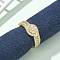 Brass Micro Pave Clear Cubic Zirconia Open Cuff Rings, Flat Round Rings for Women, Golden, 9mm, Inner Diameter: Adjustable