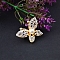 Butterfly Alloy Rhinestone Brooch, ABS Plastic Pearl Lapel Pin for Girl Women, Golden, 28x38mm