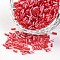 Transparent Colours Pearl Luster Plated Round Hole Glass Bugle Beads, FireBrick, 2~5x1.8~2mm, Hole: 0.8mm, about 12000pcs/450g