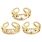 Rack Plating Brass Micro Pave Cubic Zirconia Open Cuff Rings for Women, Lead Free & Cadmium Free, Long-Lasting Plated, Real 18K Gold Plated, Star, Mixed Color, Adjustable, 7.5mm
