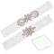 1 Set Lace Elastic Bridal Garters, with Rhinestone and Flower Pattern, Wedding Garment Accessories, White, 1-1/8 inch(30mm)